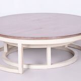 Original midcentury coffee nest tables, cherry wood, france, 1960s
