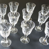 11 old digestive glasses in cut glass