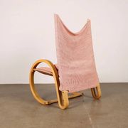 Vintage armchair from the 1970s in wood and fabric, Italy.