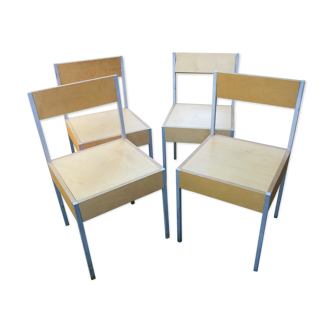 Série de 4 chaises suisse 1980