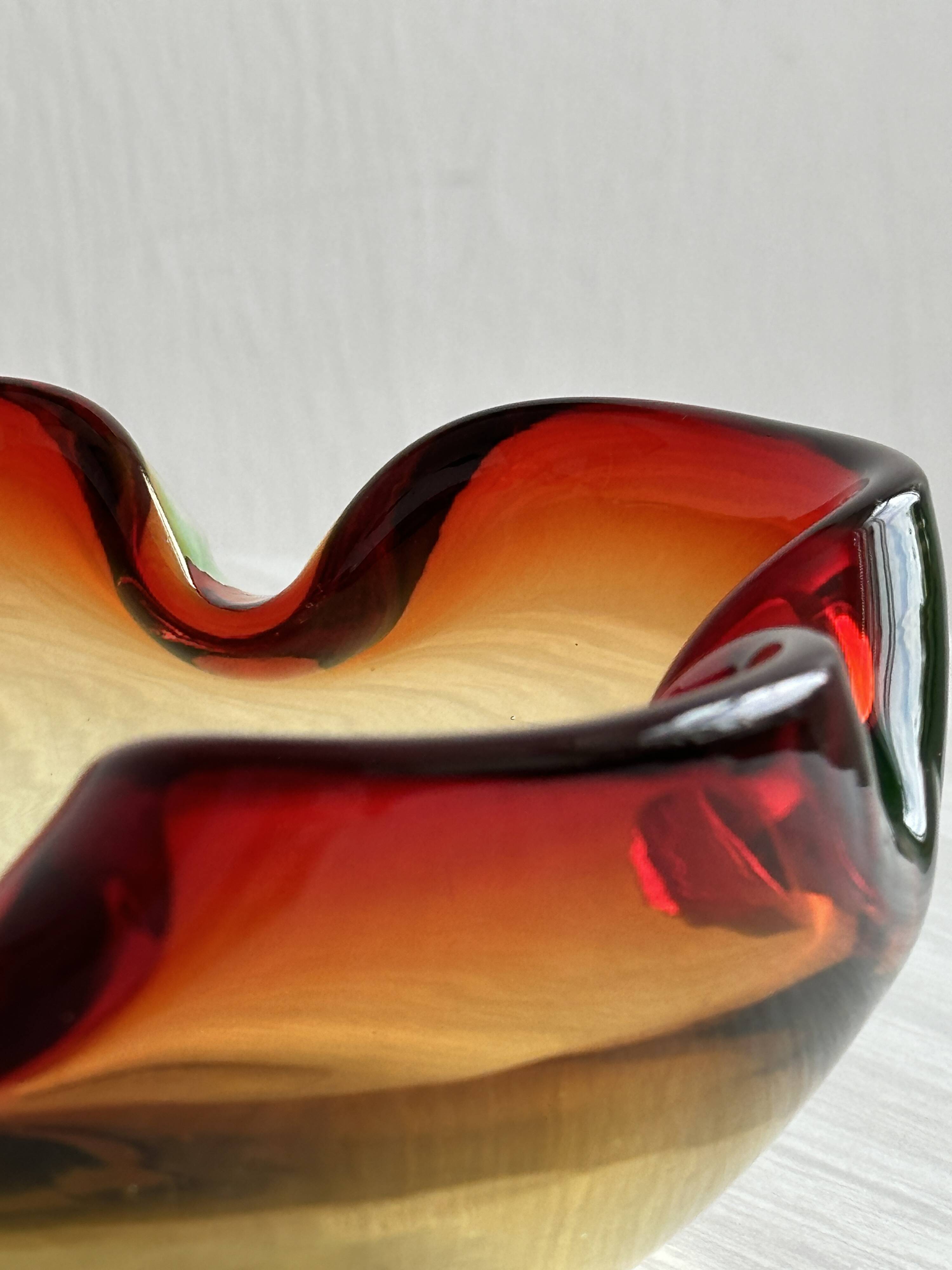 Retro thick glass ashtray.