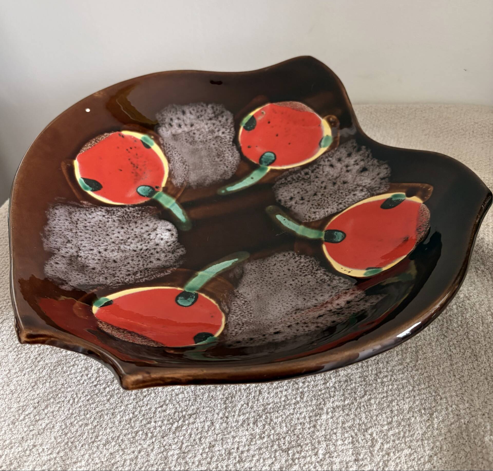 Vintage Mid-Century Ceramic "Forme Libre" Centerpiece Bowl by Vercor,