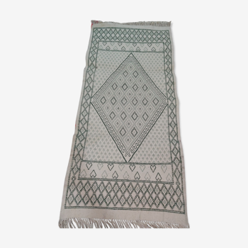 Traditional white and green carpet handmade in pure wool