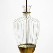 Mid-Century Pendant Lamp by Vereinigte Werkstätten, in Brass and Plexiglass