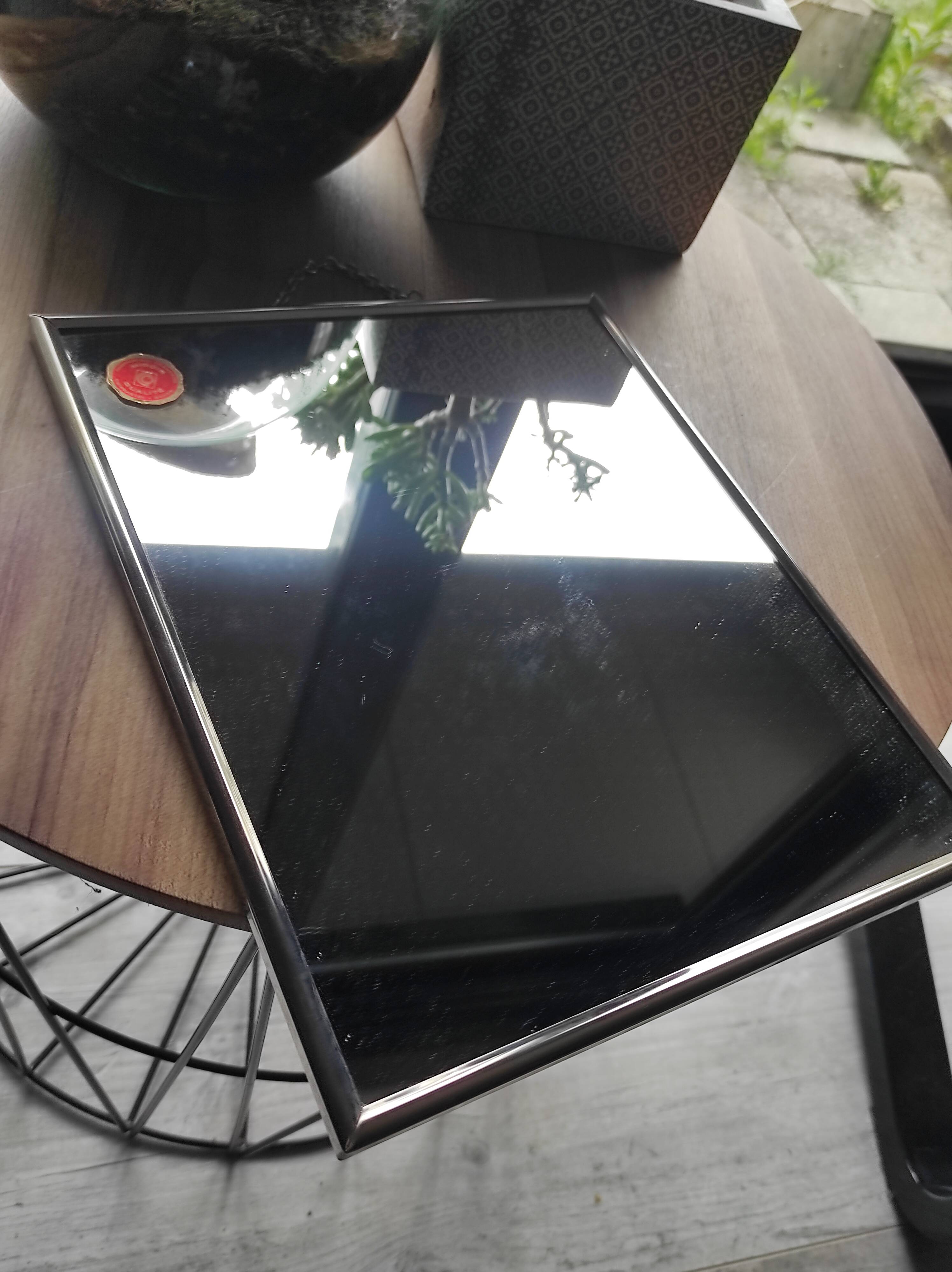 Vintage barber mirror, with chain, Combastel, made in France