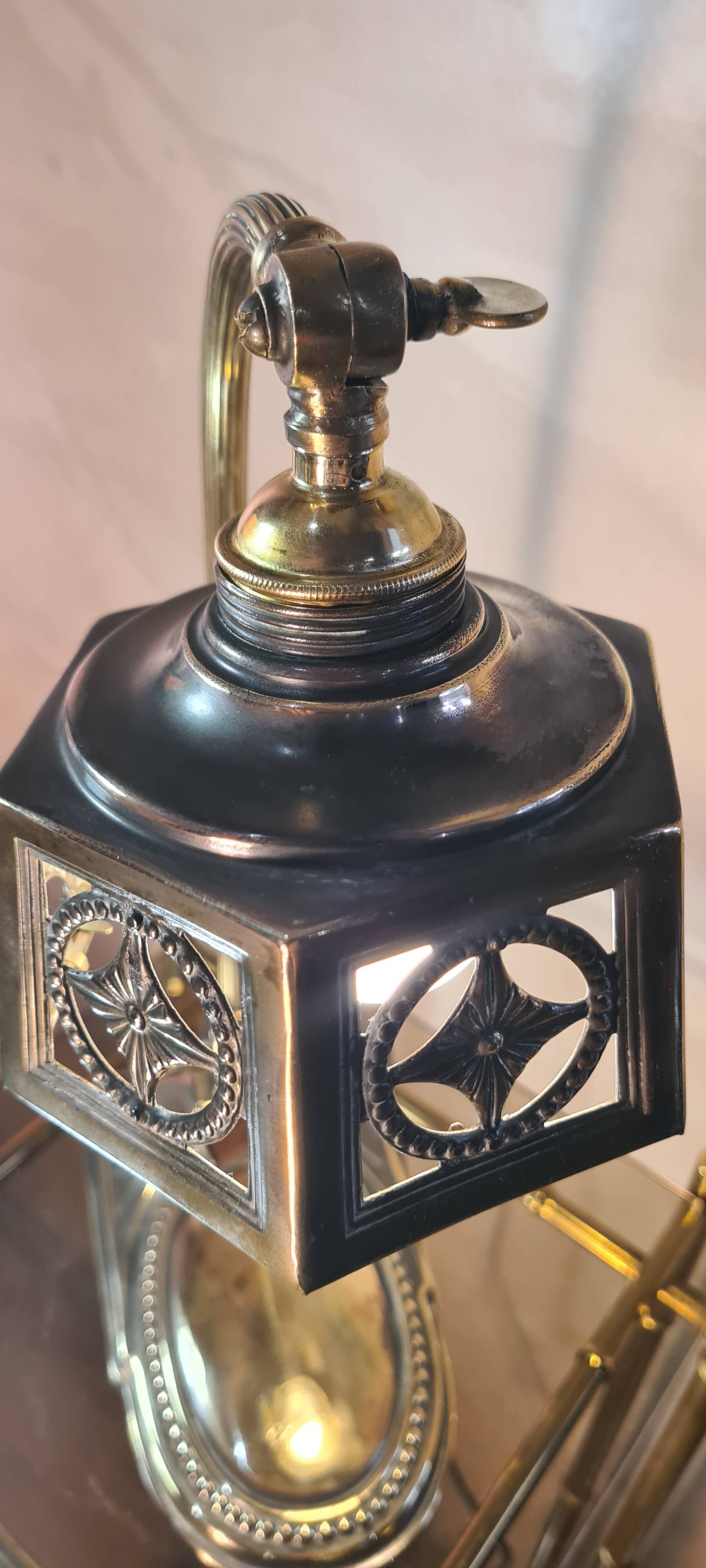 polished coppery brass art deco desk lamp numbered 3kg