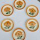 Set 6 assiettes Gien fleur orange 1970 décor peint à la main