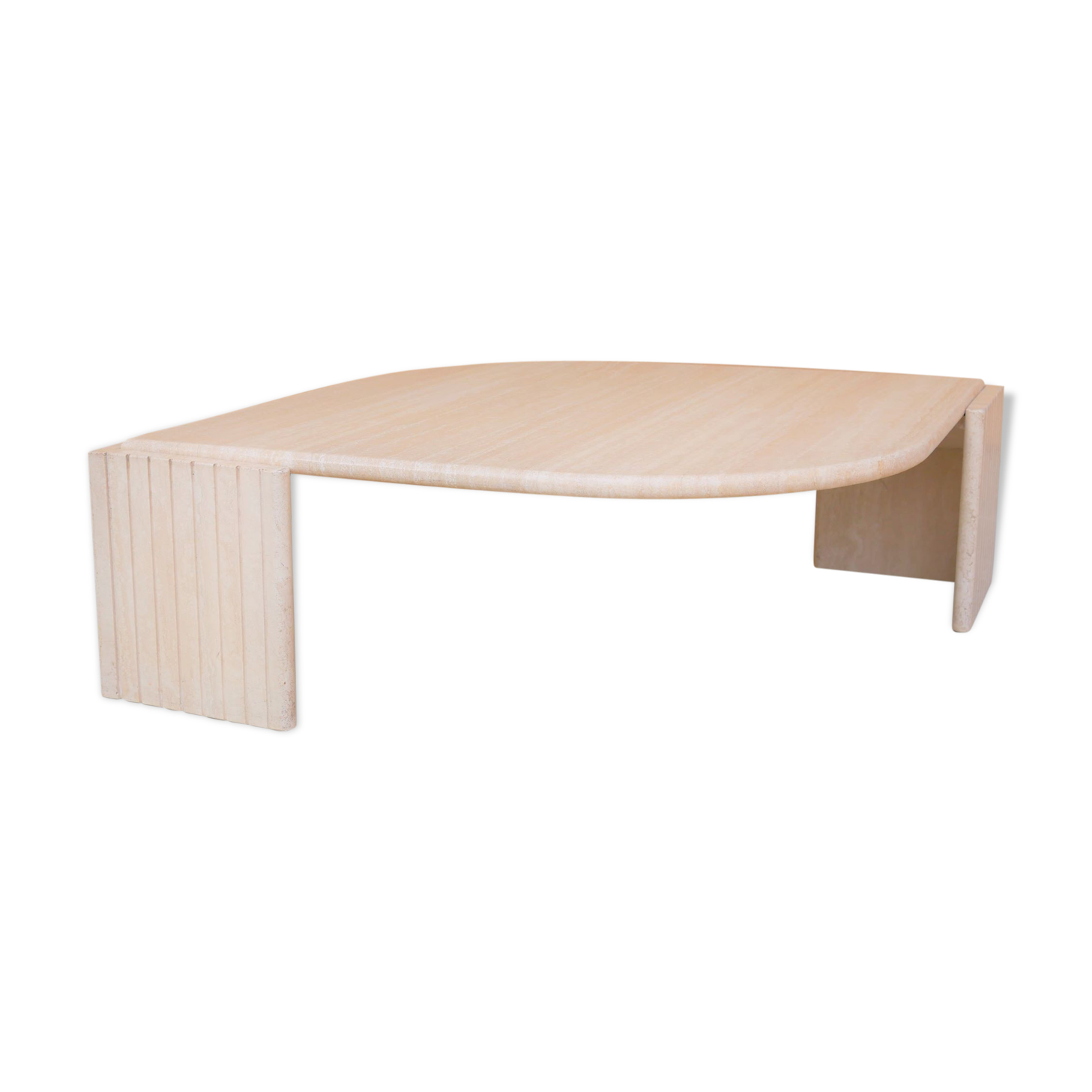 Table basse vintage en travertin par les éditions Roche Bobois