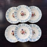6 vintage Sarreguemines “Claude” soup plates - Earthenware with floral decoration