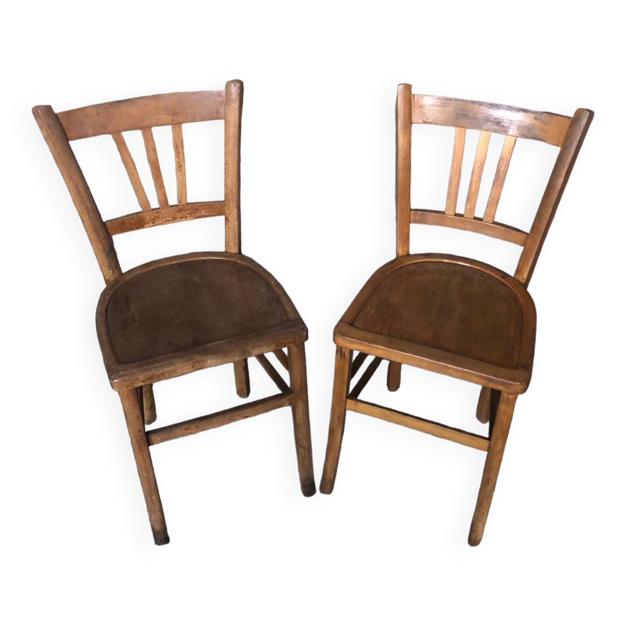 Pair of vintage luterma light wood bistro chairs
