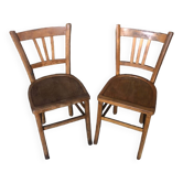 Pair of vintage luterma light wood bistro chairs