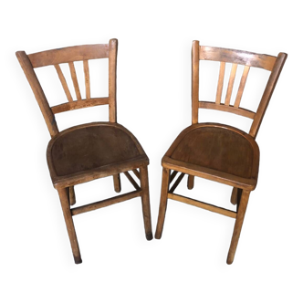 Pair of vintage luterma light wood bistro chairs