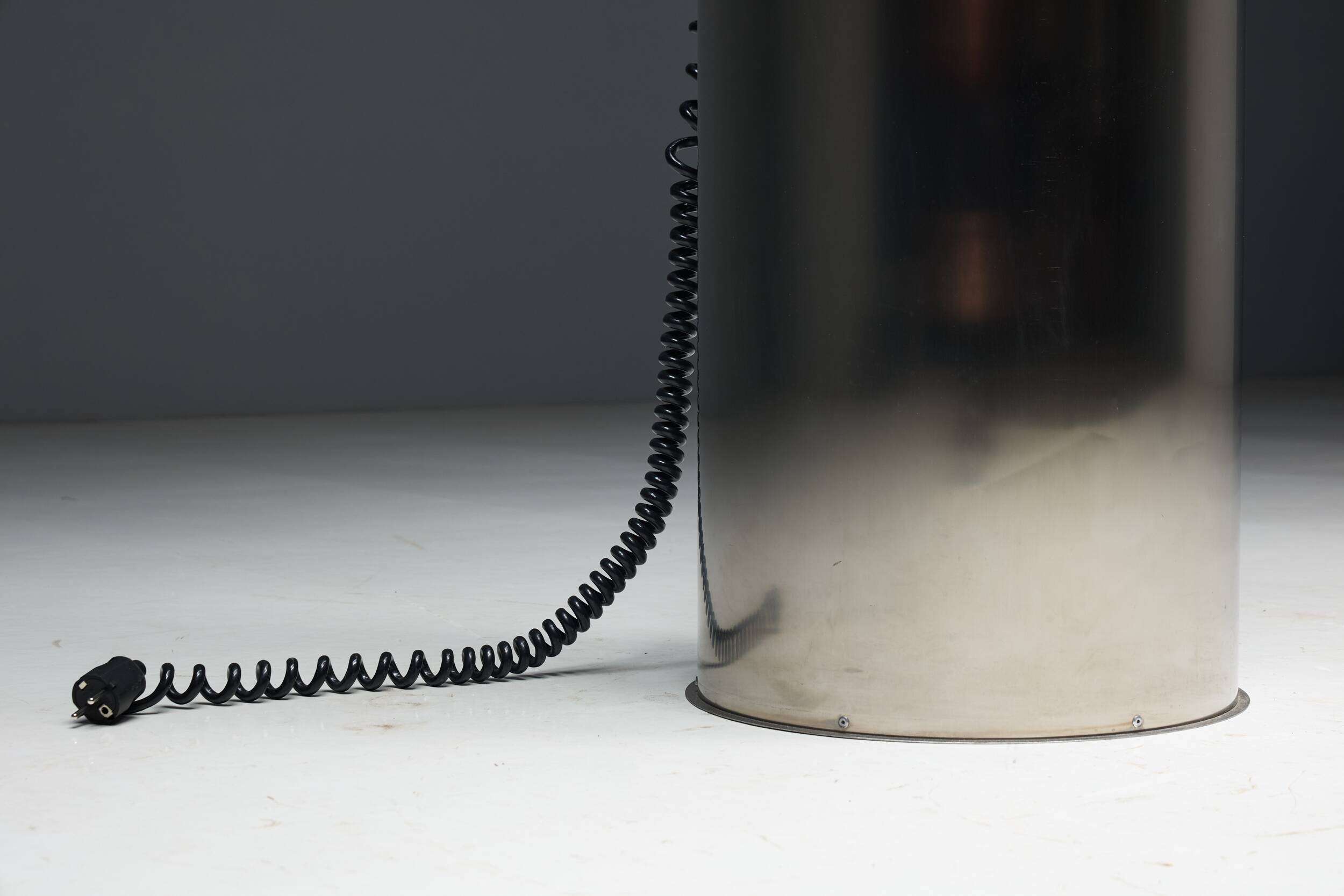 Monumental stainless-steel uplighters by Targetti, Italy, 1970s
