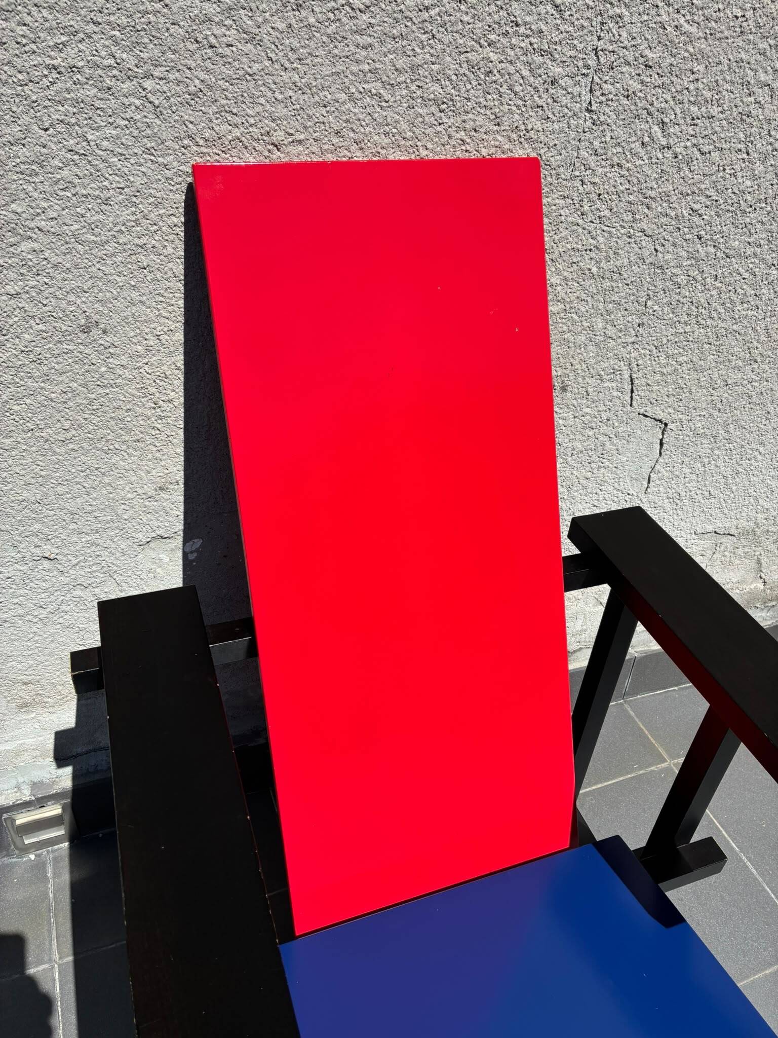 Vintage Gerrit Rietveld Red Blue Chair | De Stijl Bauhaus Icon 1918 Design