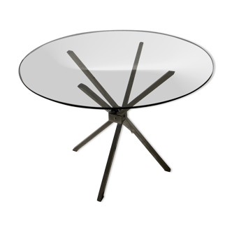 Round table smoked glass 70's