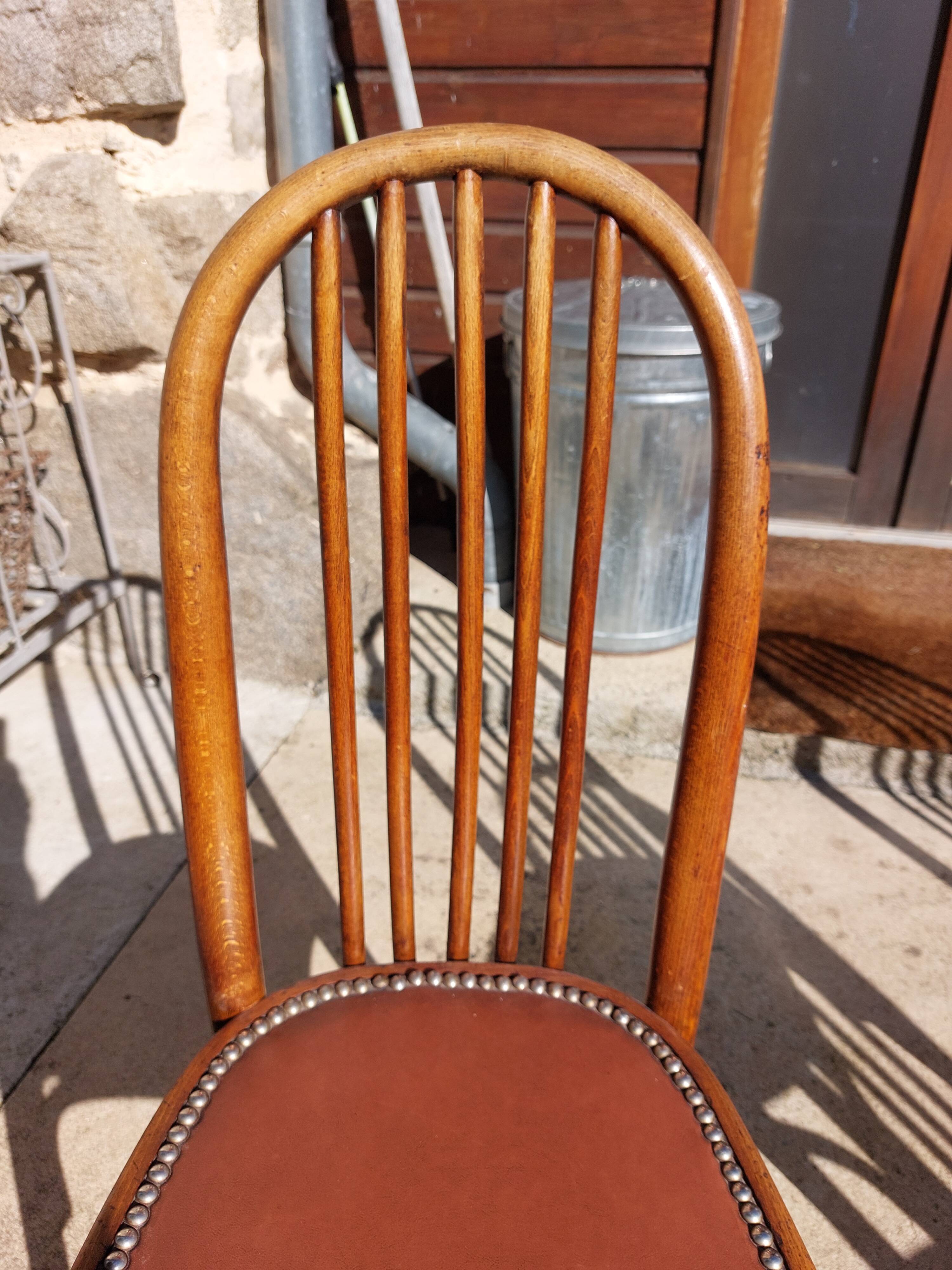 6 chaises Baumann en bois et simili cuir