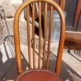 6 chaises Baumann en bois et simili cuir