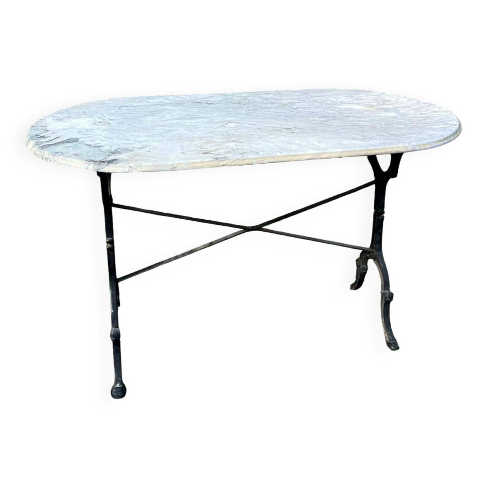 Large oval matte marble bistro table