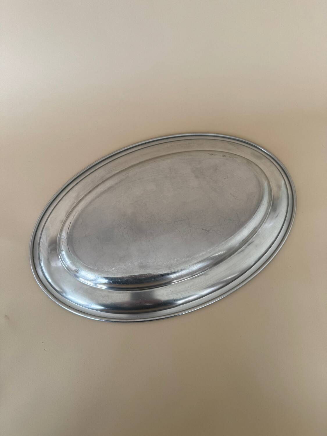 Vintage stainless steel serving tray: