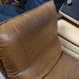70s lounge chair in camel leather