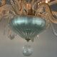 Transparent blown and pinched glass chandelier trimmed with crystals, austria circa 1920