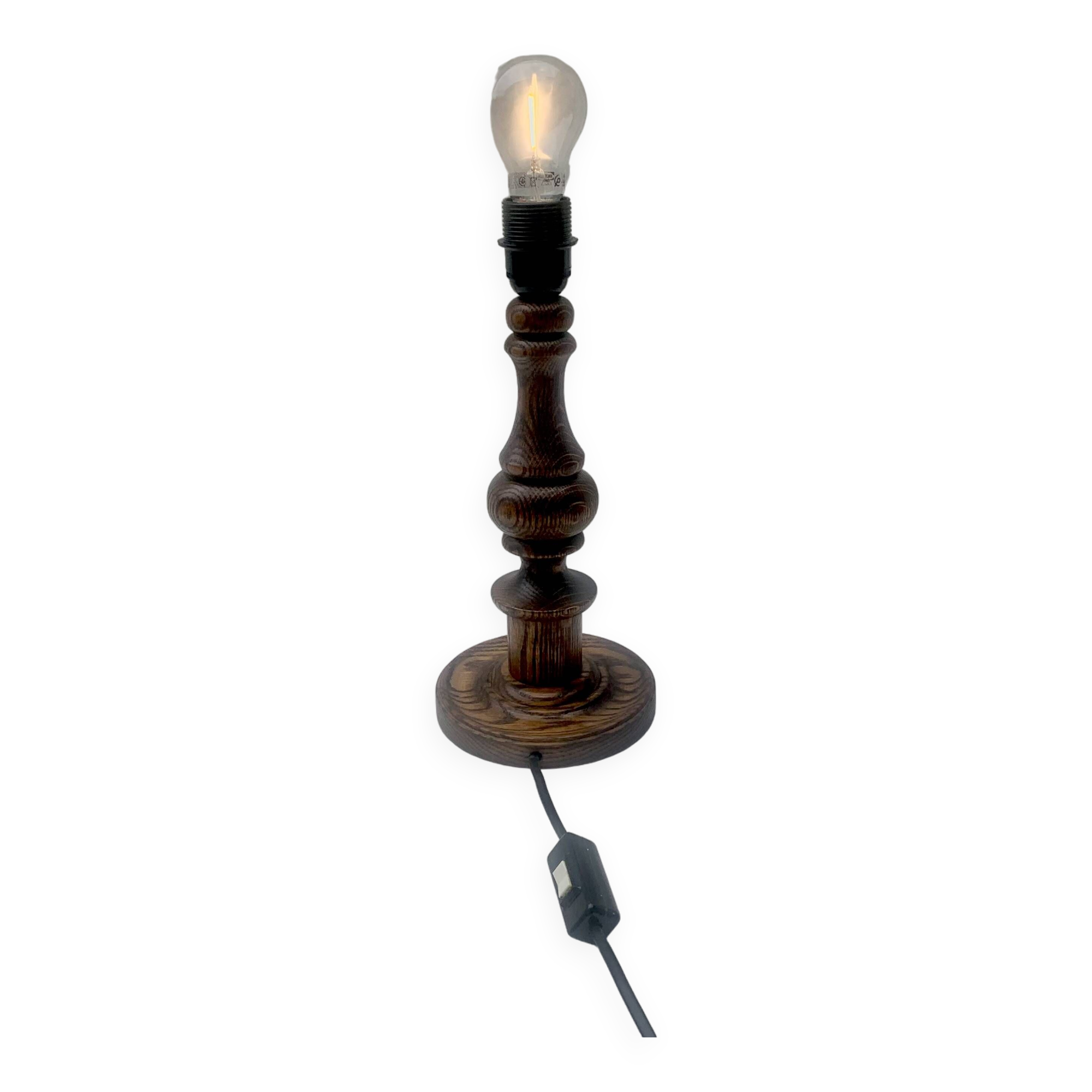 Antique turned solid wood lamp base