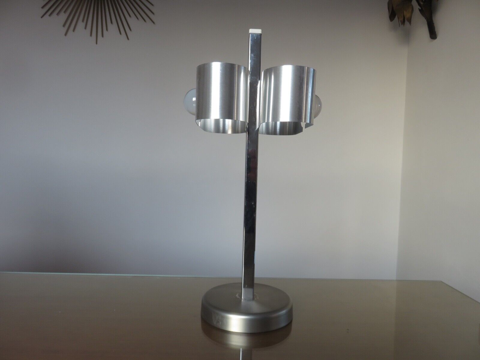 Space age lamp in brushed metal and chromed metal 1970