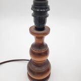 Pair of turned wooden bedside lamps