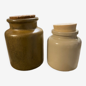 Duo of stoneware pots