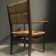 1930's Dutch oak and rush armchair.