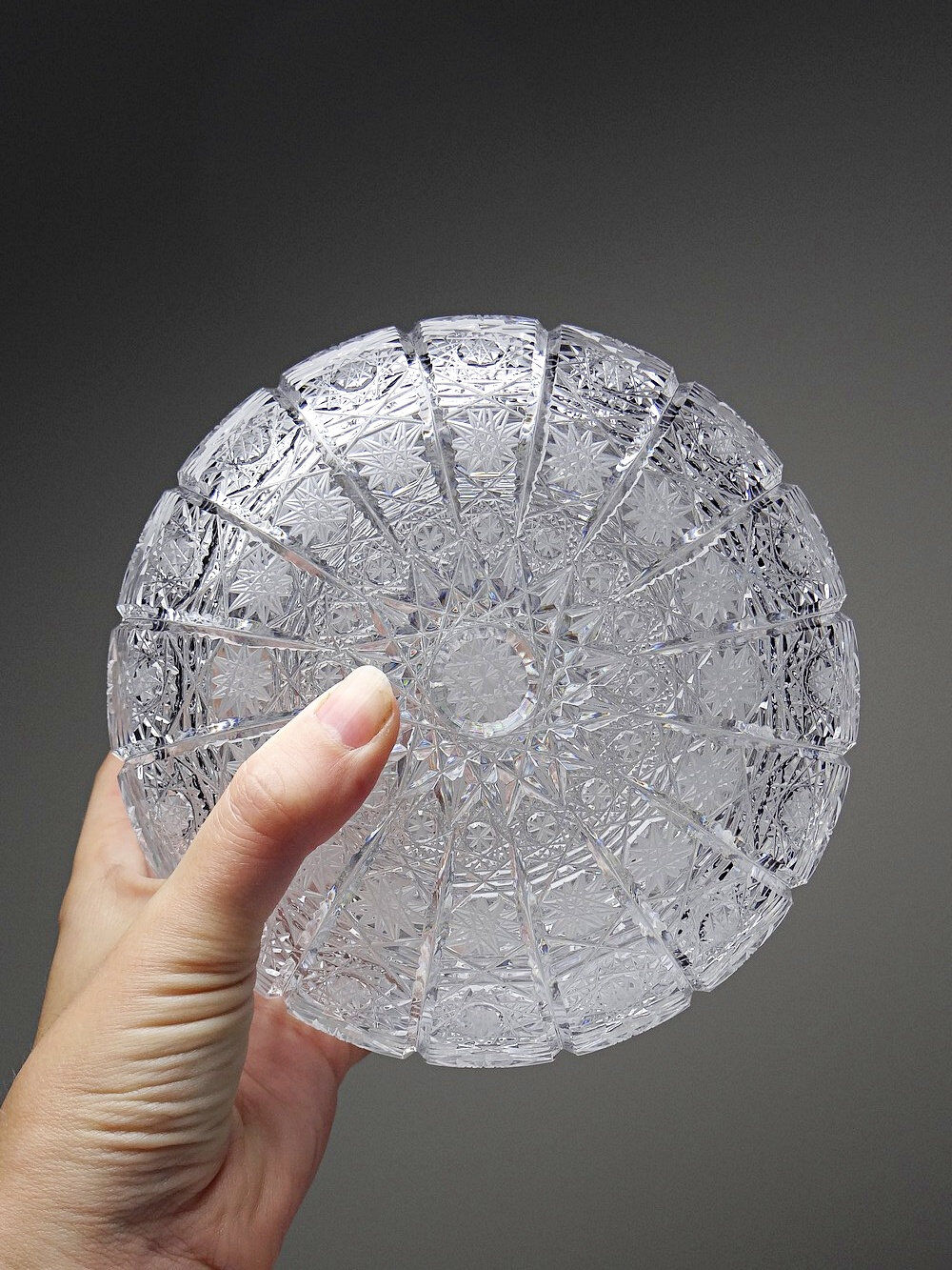 Large cut crystal box from Bohemia "Queen's Lace" vintage