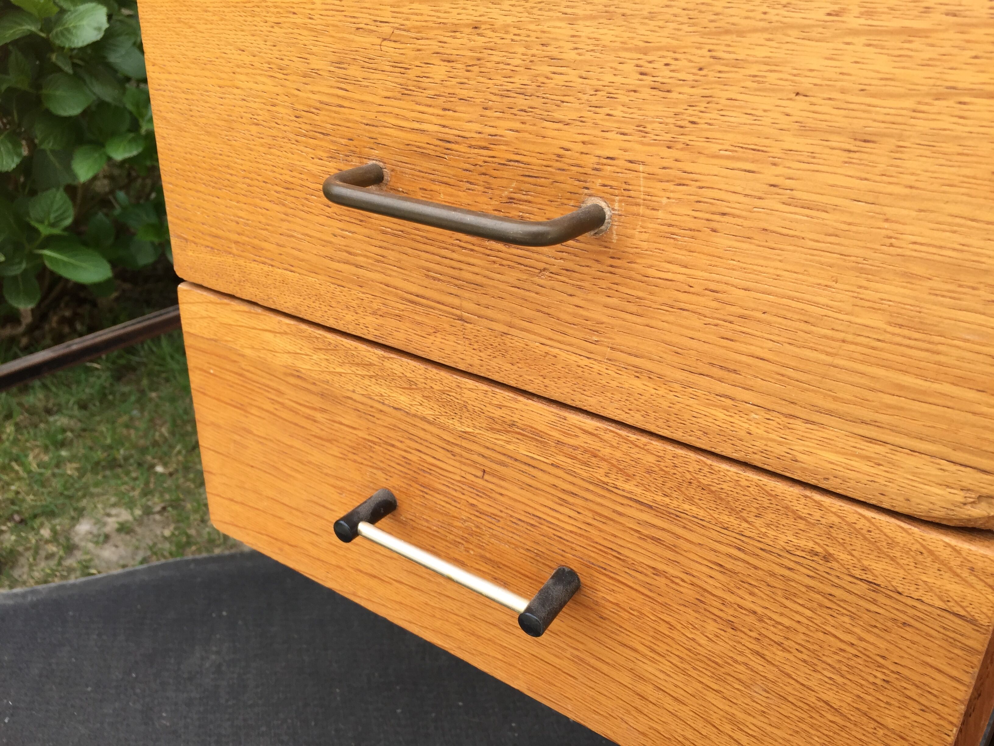 Vintage modernist office in oak and metal tubular base