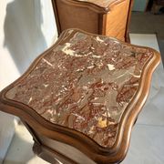 Pair of antique bedside tables with marble top and ceramic niche