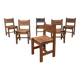 Set of 6 Maison Regain chairs in leather and elm