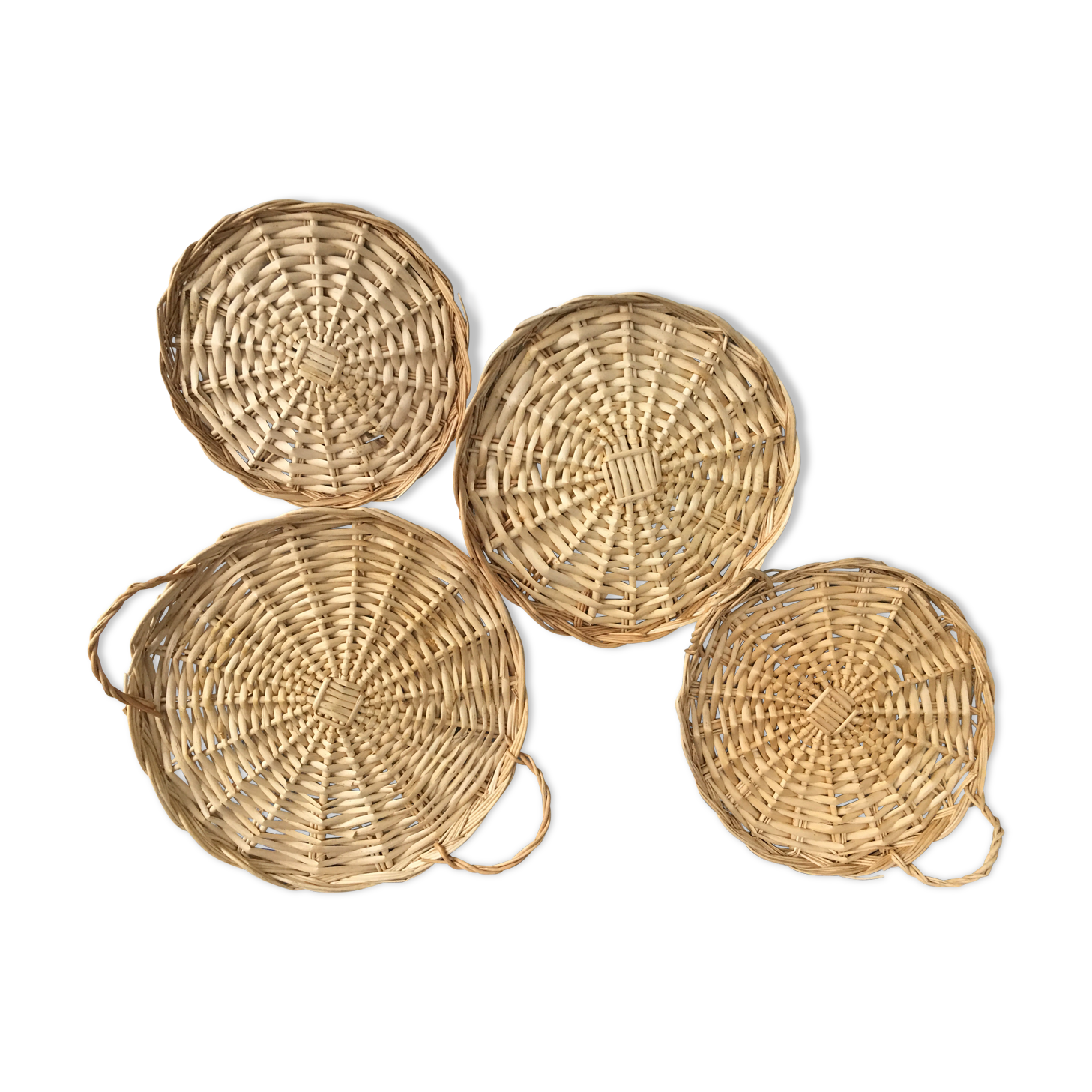 Lot de 4 plateaux rotin