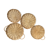 Lot de 4 plateaux rotin