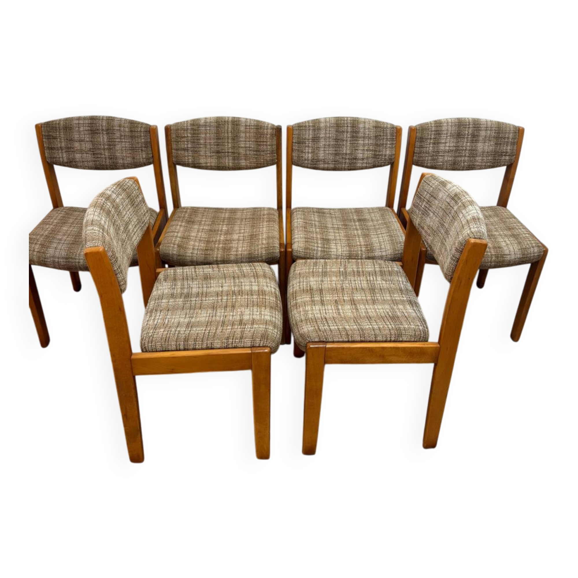 Set of 6 vintage wooden chairs – 70s style