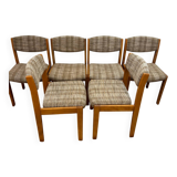 Lot de 6 chaises vintage en bois – style années 70