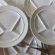 6 white Sarreguemines compartment plates