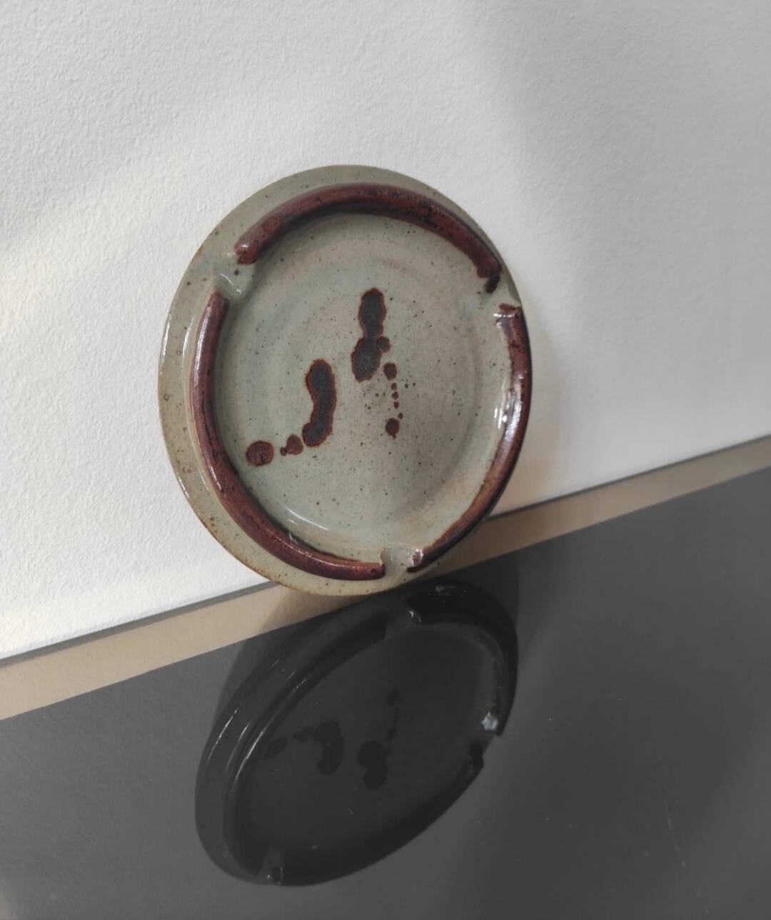 Vintage enamelled stoneware ashtray