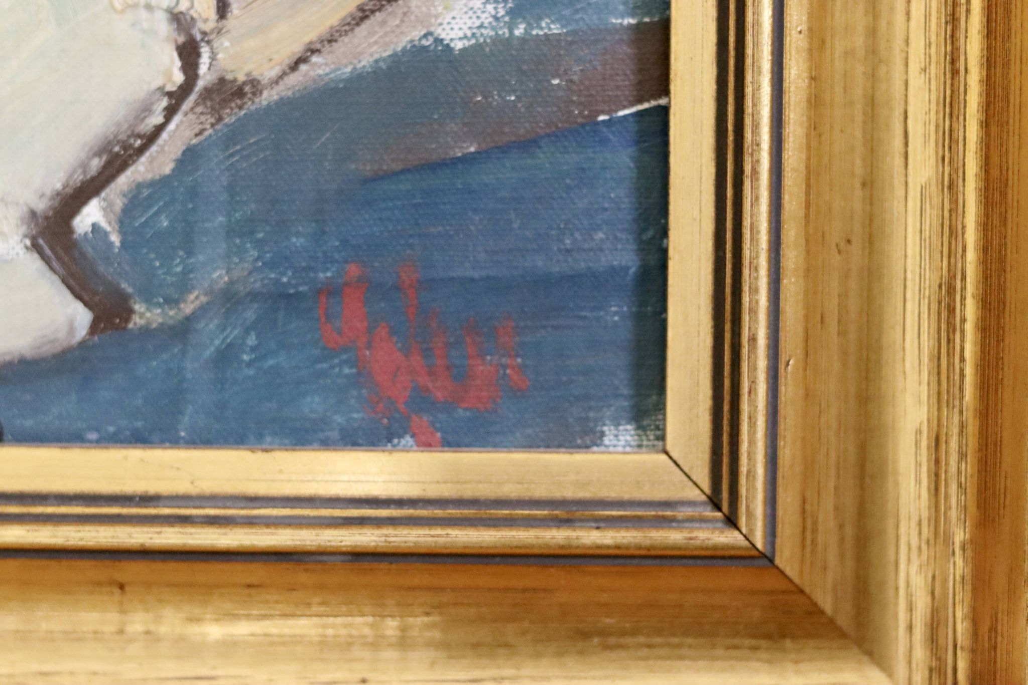 Original Mid-Century Oil on Canvas " Vase" by unidentified Artist- Vintage & Framed