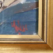 Original Mid-Century Oil on Canvas " Vase" by unidentified Artist- Vintage & Framed