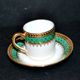 Green and gold litron coffee cup in Limoges porcelain BARDET 1950
