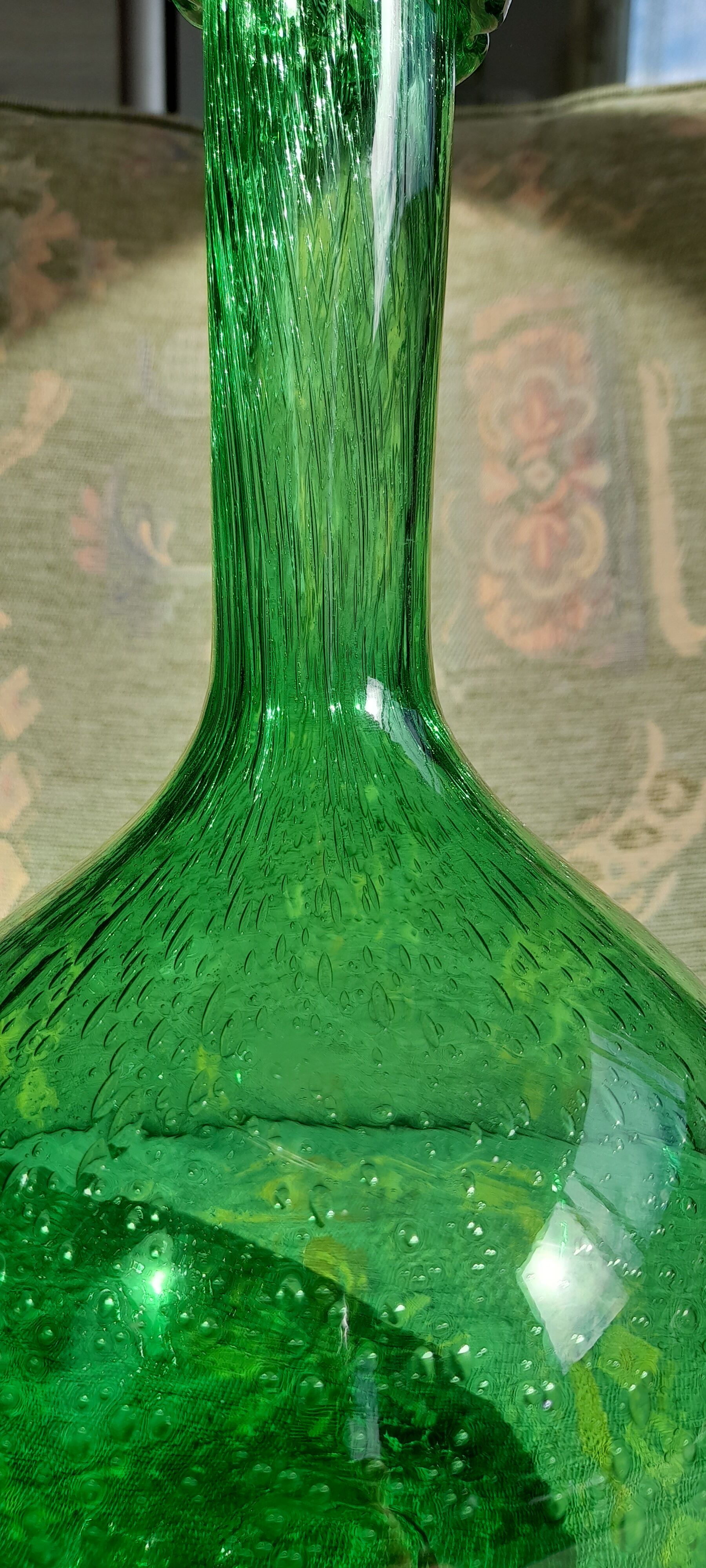 Green vase, biot 60s blown glass