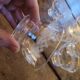 Set of 6 fine engraved glass cups from the 60s.