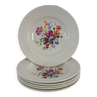 6 assiettes creuses Luneville KG vintage