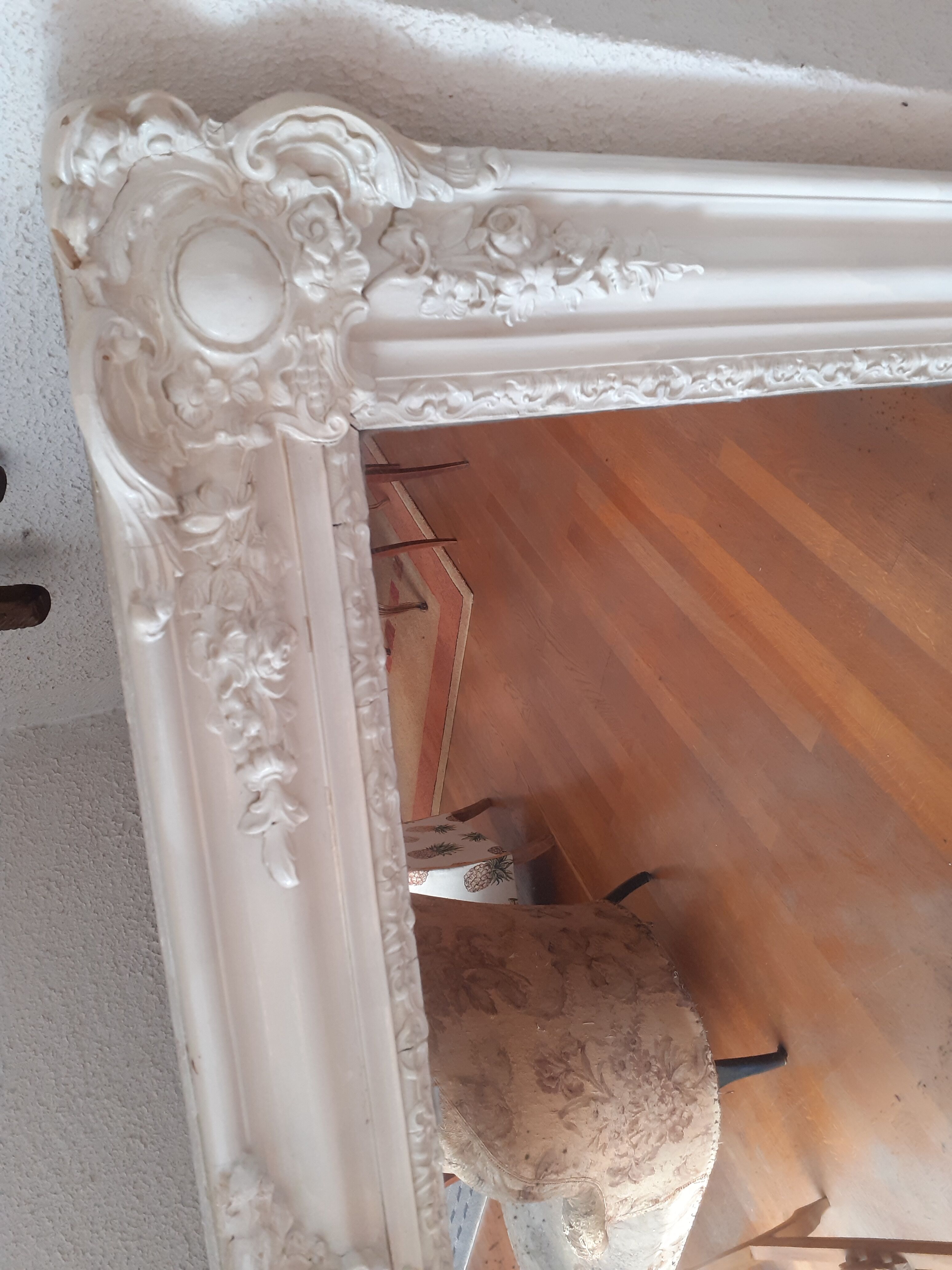 Fireplace mirror painted white 102x130cm