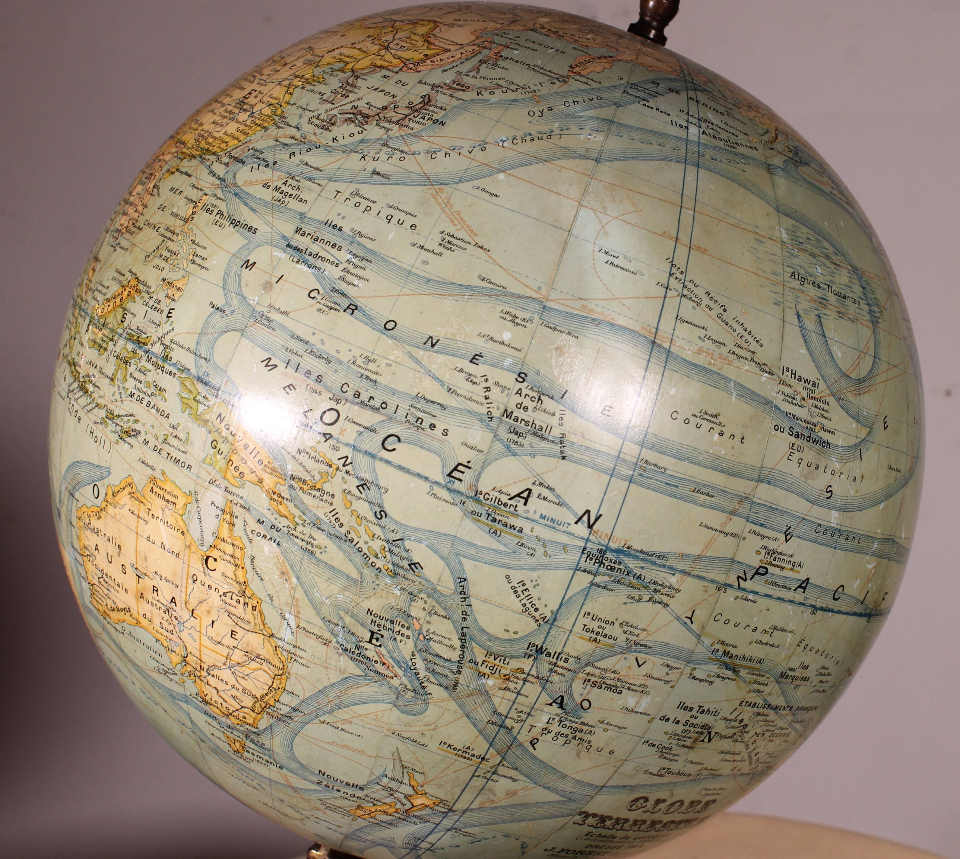 Terrestrial globe by J. Forest from the early 20th century