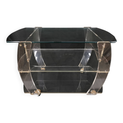 Desserte en plexiglass vintage table à roulettes david lange