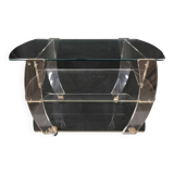 Vintage plexiglass trolley, david lange table on wheels
